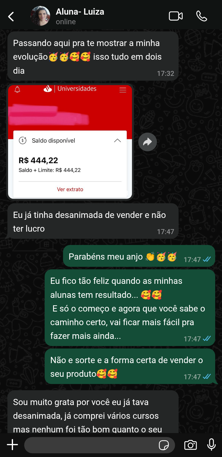 Depoimento de aluna 1