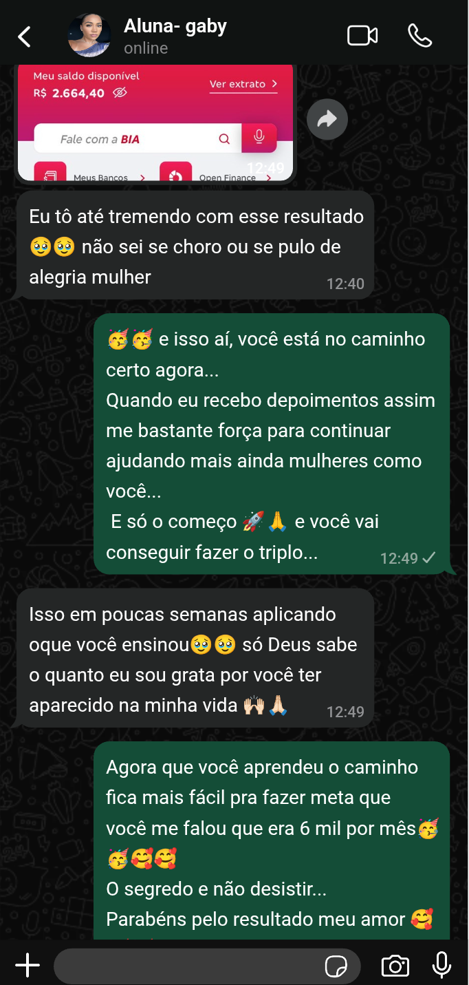 Depoimento de aluna 1